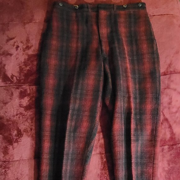 Vintage Woolrich Buffalo Red Black Plaid Hunting Pants Size 40 - Picture 3 of 9
